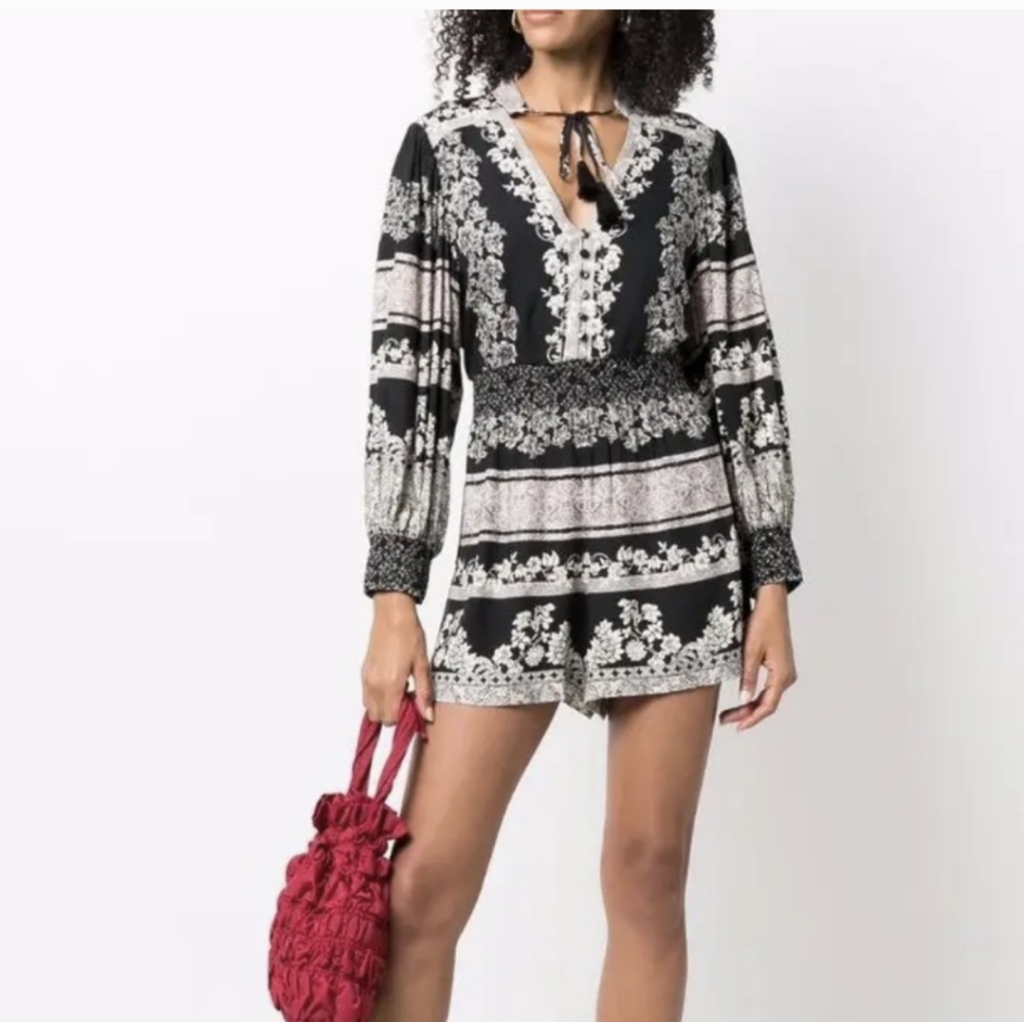 Alice + Olivia Senna Tassel Romper